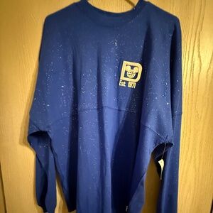 Disney Parks Make a wish shirt jersey royal blue, silver, glitter nwt Large